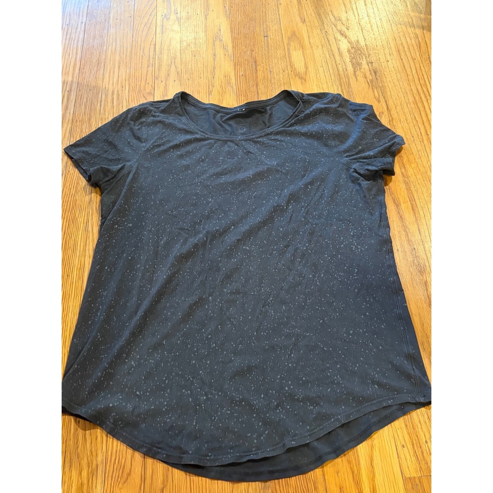 Lululemon Love Tee Speckled Splatter Black Grey Short Sleeve Shirt Curved Hem 6